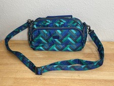 Lug Trolley Crossbody Bag in Herringbone Aqua