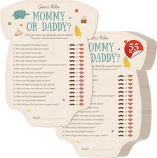 55PCS Baby Shower Games - Guess Who Mommy or Daddy Cards for All Genders