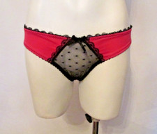 Rene Rofe Lingerie 1046-PNK Mesh Lace Microfiber Open-Crotch Bikini Pantie M/L