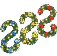 3 Pcs Christmas Garland with Lights 8.9 ft Pre Lit Garland Decorations