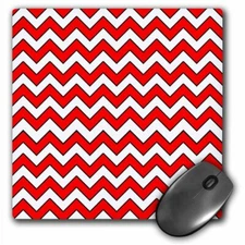 3dRose Chevron Pattern Red and White Zigzag, Mouse Pad, 8 by 8 inches