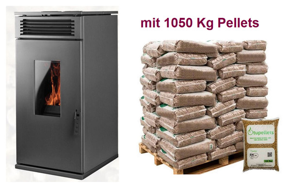 Estufa Hidropellets Estufa de Pellets Agua 24 KW Chimenea de Pellets con 1050 Kg Pellets
