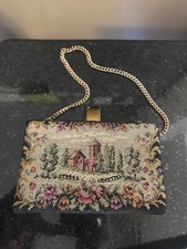 VINTAGE PETIT POINT PURSE PETITE SQUARE SIZE STUNNING MUST SEE Pink interior