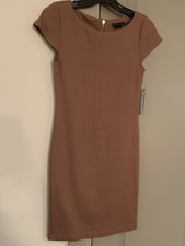 NWT Alice + Olivia Employed Cap Sleeve Victoria Peplum Brown Dress Size 4