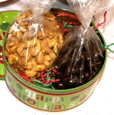 Nuts & Chocolate Covered Nuts Christmas Birthday Gift Tin Box Select Var 14 OZ
