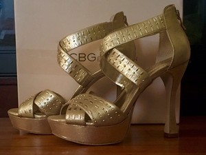 bcbg gold sandals