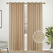 2 Panel Linen Lined Interlined Wave Silver Line Grommet Top Window Curtain 81028