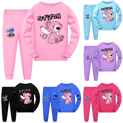 Jungen Mädchen Angel Stitch Tops Hosen Outfits Kinder Nachtwäsche Pyjamas Set
