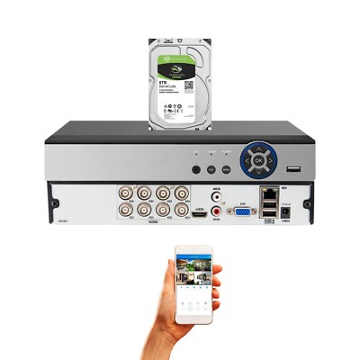 Evertech 8 Channel 1080p HD DVR Recorder with 8TB HDD for Security Camera System