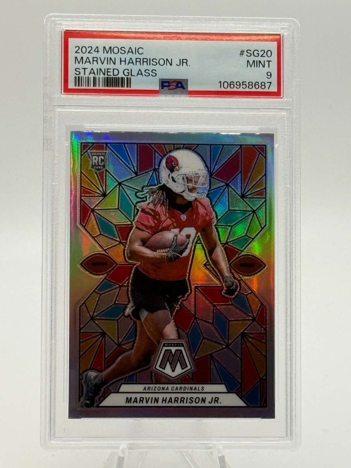 2024 Mosaic Football #SG20 - Stained Glass - MARVIN HARRISON JR. (RC) PSA 9 MINT