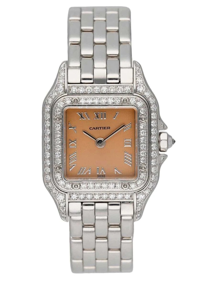 Reloj Cartier Panthere WF3259F3 esfera salmón oro blanco diamante damas
