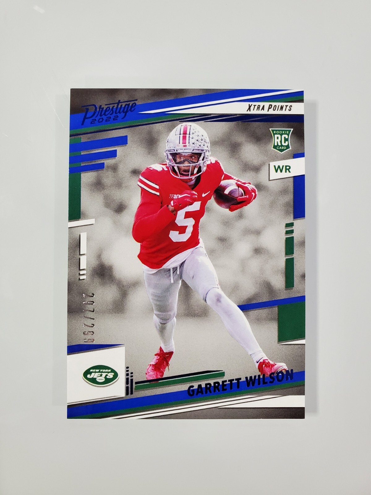 Panini Prestige 2022 Garrett Wilson Blue Parallel /299 Rookie Card RC #308