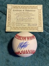 Miguel Tejada Auto Baseball w/Cube Nameplate COA Astros A's Orioles Padres