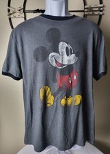 Disney Parks Mickey Mouse T-Shirt Size M Gray Ringer Retro Graphic Cotton Mens