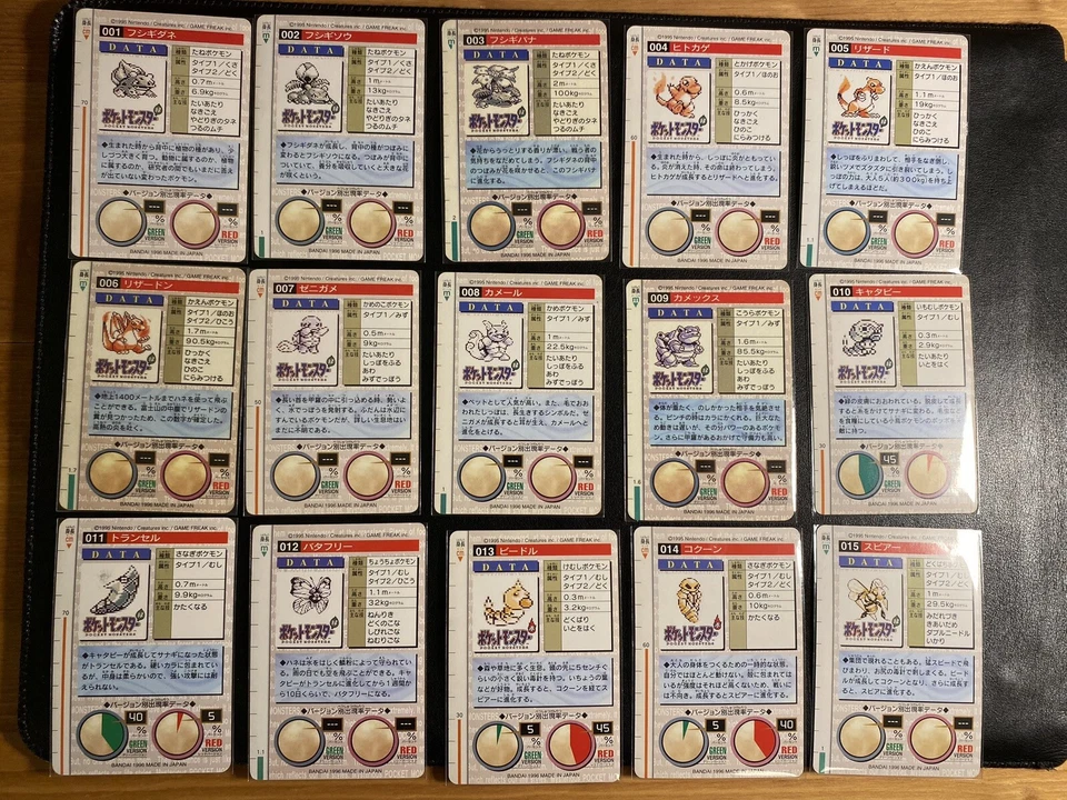 BANDAI Pokemon Carddass Red Edition No. 001-151 + 2 153 Types Full Complete Set - Image 2 of 4