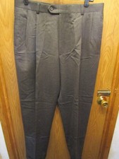 MENS AUSTIN REED LONDON 100 WOOL LINED PLEATED CUFFED CHARCOAL PANTS SIZE 34X30