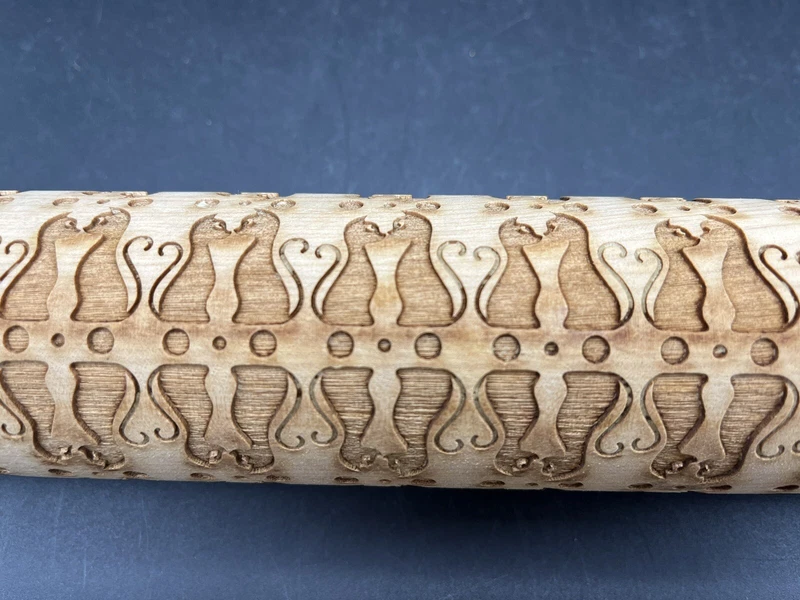 Wooden Embossed Kitty Cats Rolling Pin