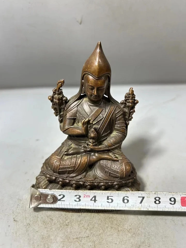 Budismo Tibetano Cobre Tsongkhapa Budista Estatua Adornos Foto 4 de 4