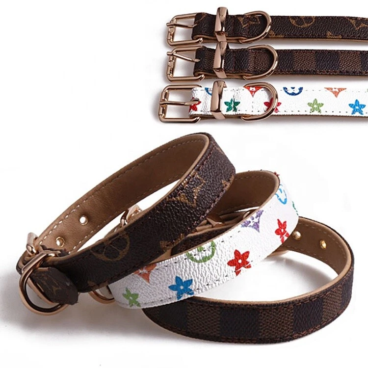 Luxury Designer Fashion Dog Collar Faux Leather for Pet Dog Cat Animal - Image 3 of 4
