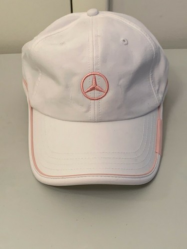 Mercedes Benz Hat Solid White pink logo 