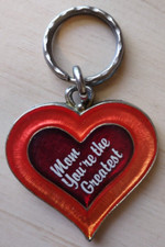 MOM You're the Greatest Heart Shaped Metal Keychain