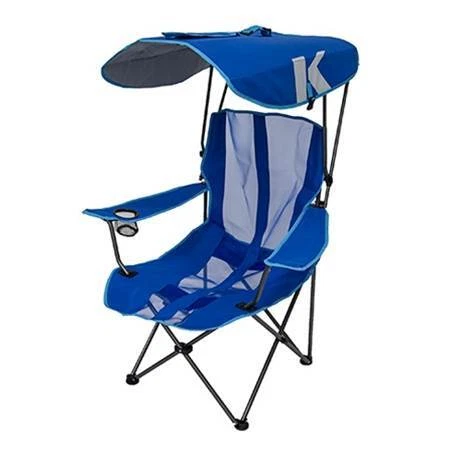 Kelsyus Premium Camping Folding Lawn Chair with Canopy Blue