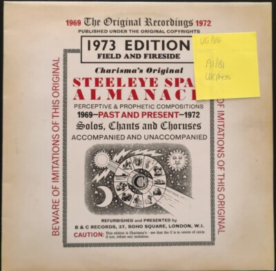 Steeleye Span Almanack Vinyl Record VG/VG CS12 1973 1st Press