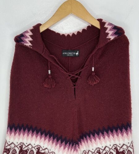 Alpaca Connection Pullover Poncho Sweater Topper Shawl Aztec OS One Size Peru - Picture 3 of 10
