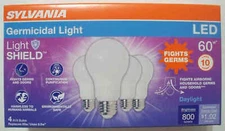 Sylvania 4 Pack Germicidal LED 60W/8.5W A19 - Daylight 5000K - Combo Ship