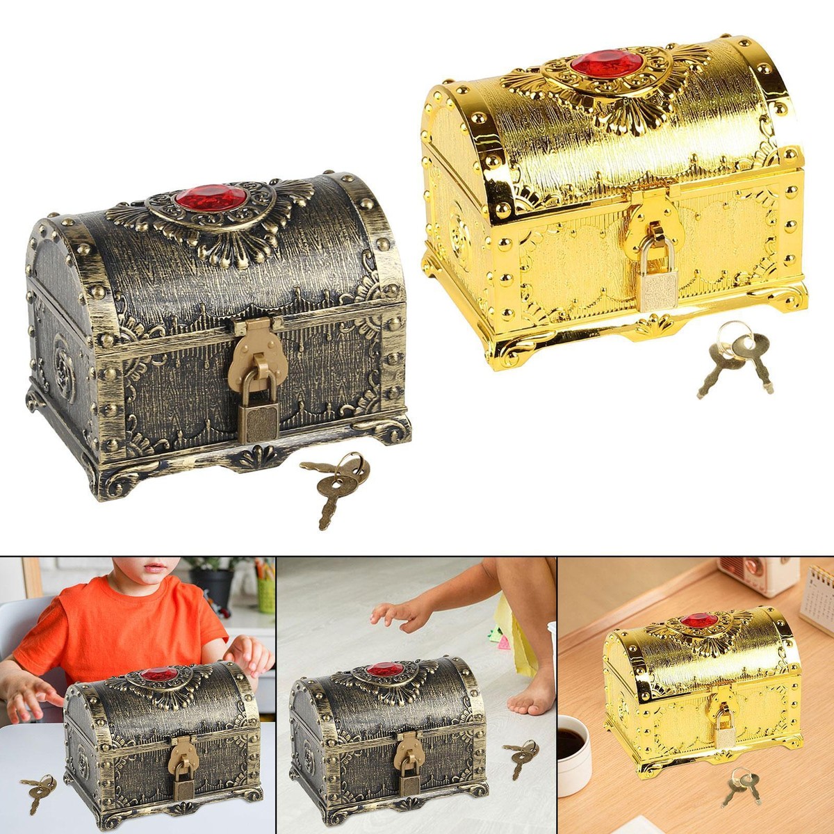 Pirate Treasure Box with Lock and Key Prize Gift Adventurous