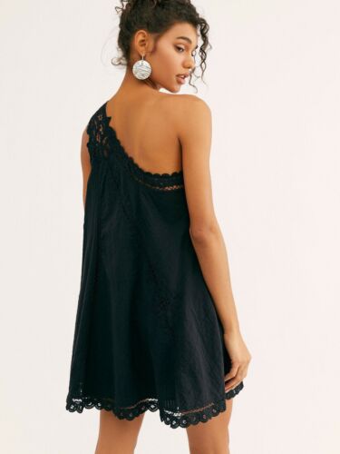 Mini Vestido Free People Billie Battenburg Un Hombro Talla S Negro PVP $128 - Imagen 2 de 7