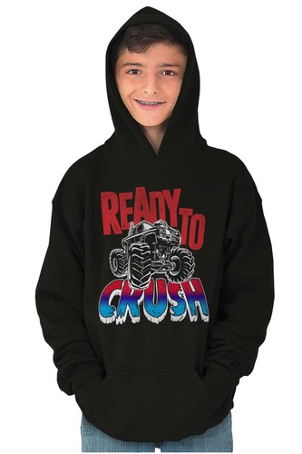 Cool Ready To Crush Monster Truck Kids Hoodie Sweatshirt Boys - Picture 3 of 8