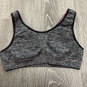 SO Girls Sports Bra Gray Seamless Racerback sz S Minimalist Athleisure Gym