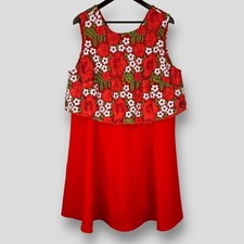 Lovedrobe Womens Plus Size Red Floral Embroidered Short Dress UK 20