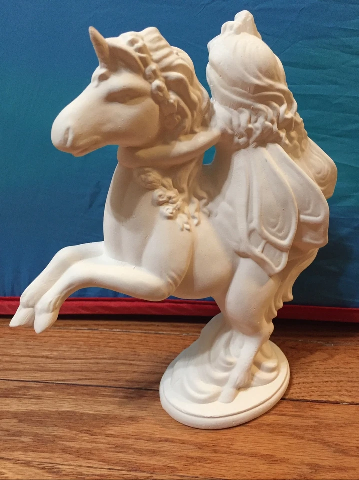 Ceramic Bisque Spring Fairy Riding a Unicorn U Paint Mystical Fantasy 10”x3”x7” - Image 3 of 3