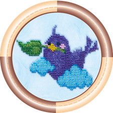 Bead Embroidery Kit "Bird" size 5.5"x5.5" / 14.0x14.0 cm