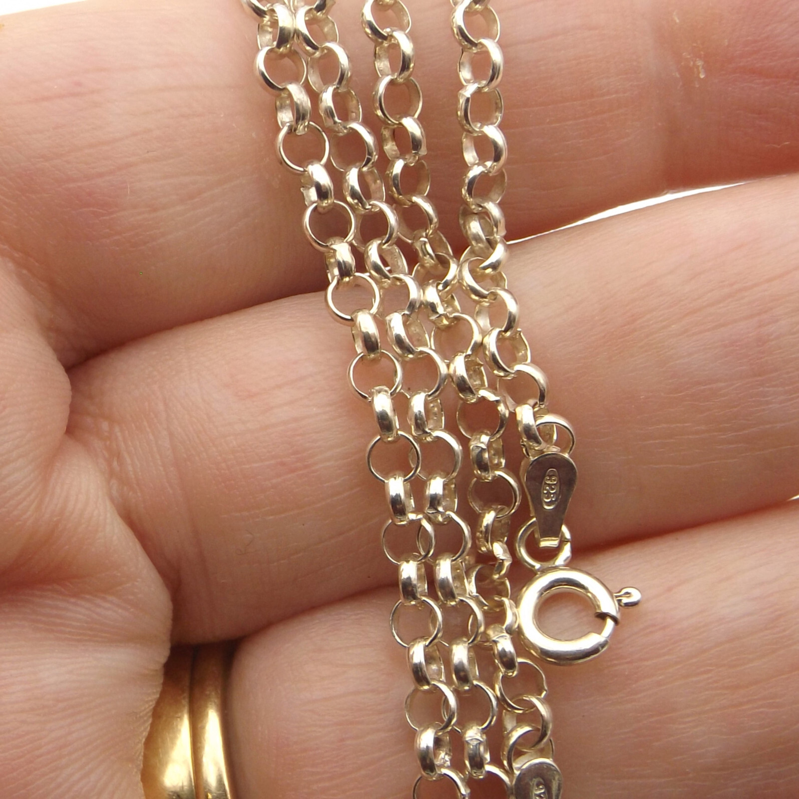 Necklace sterling silver fine belcher link chain 46 cm 18