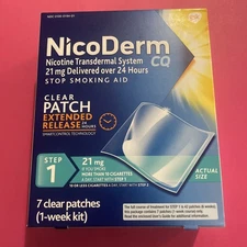 NicoDerm CQ Step 1 Stop Smoking Aid Clear Patches,  7 Clear Patches 21 Mg