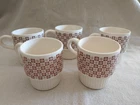 Set of 5 Vintage McCoy Brown Checkered Daisy Stackable Mugs