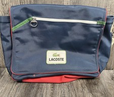 Lacoste Crossbody Messenger/Laptop Satchel Bag Blue Red Retro Sport