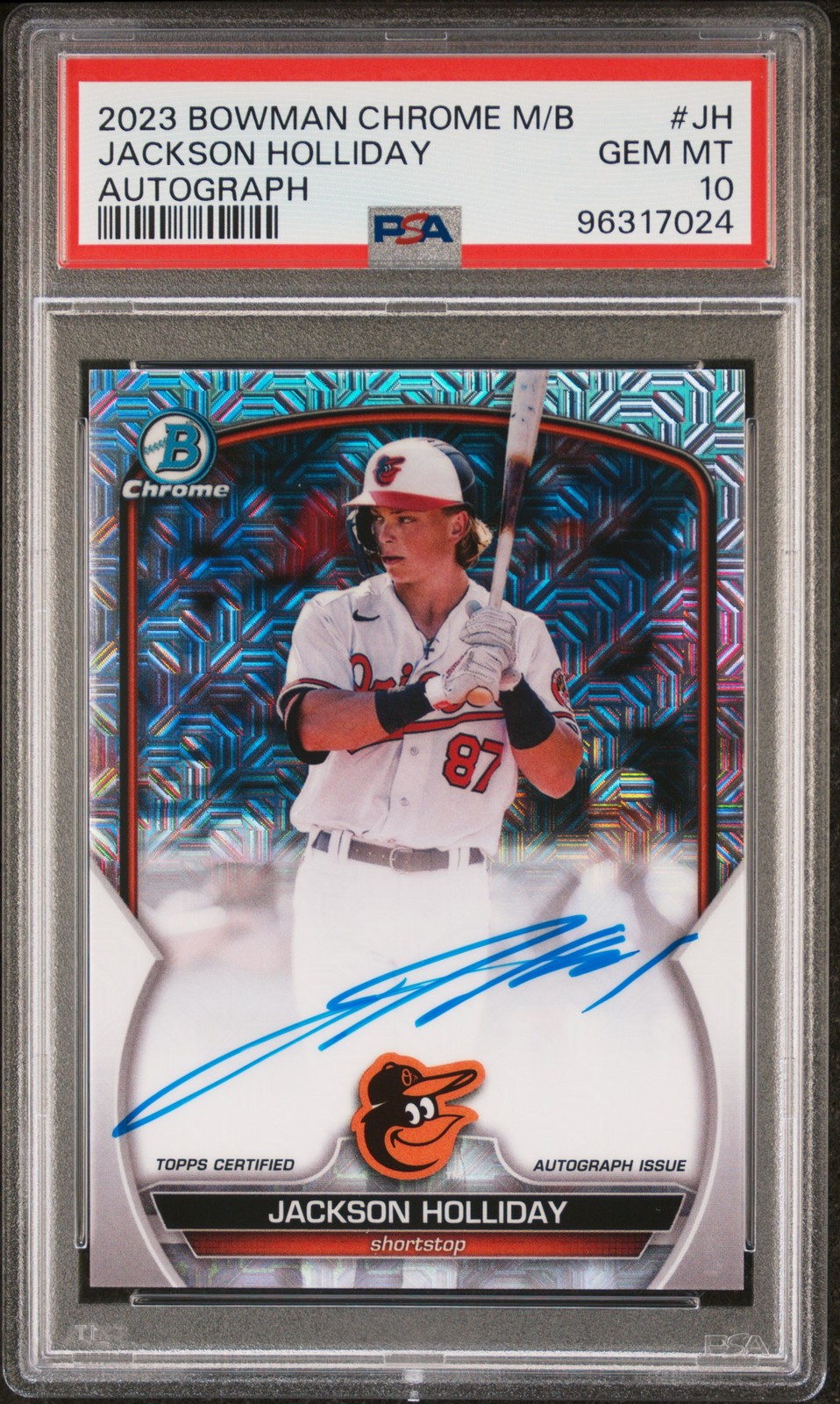 2023 BOWMAN CHROME MEGA BOX AUTOS #JH JACKSON HOLLIDAY PSA 10 view 1