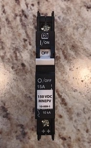 Midnite Solar MNEPV Circuit Breaker 150 Volts 15 Amp Single Pole DC DIN Mount
