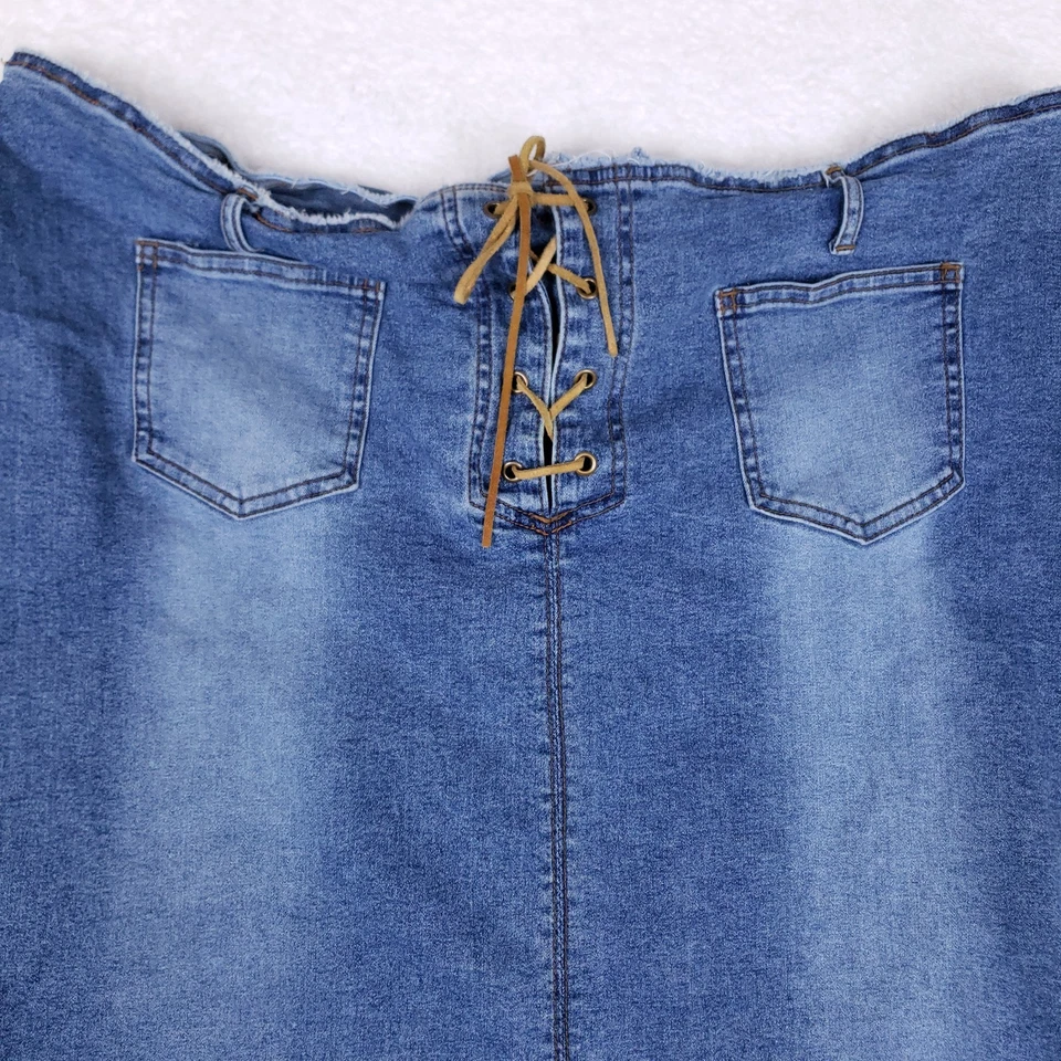 Ashley Stewart 牛仔裙紧身胸衣腰围尺寸 24W 蓝色大码 Y2K 复古别致 — 第 2/4 张图片