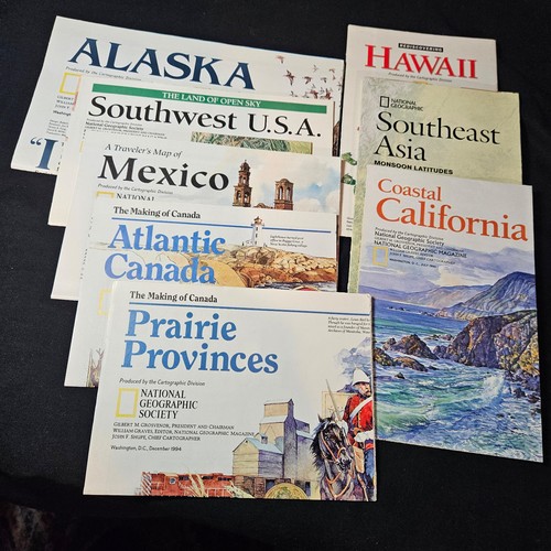 National Geographic North America Maps Lot of 8 Alaska Hawaii California Mexico