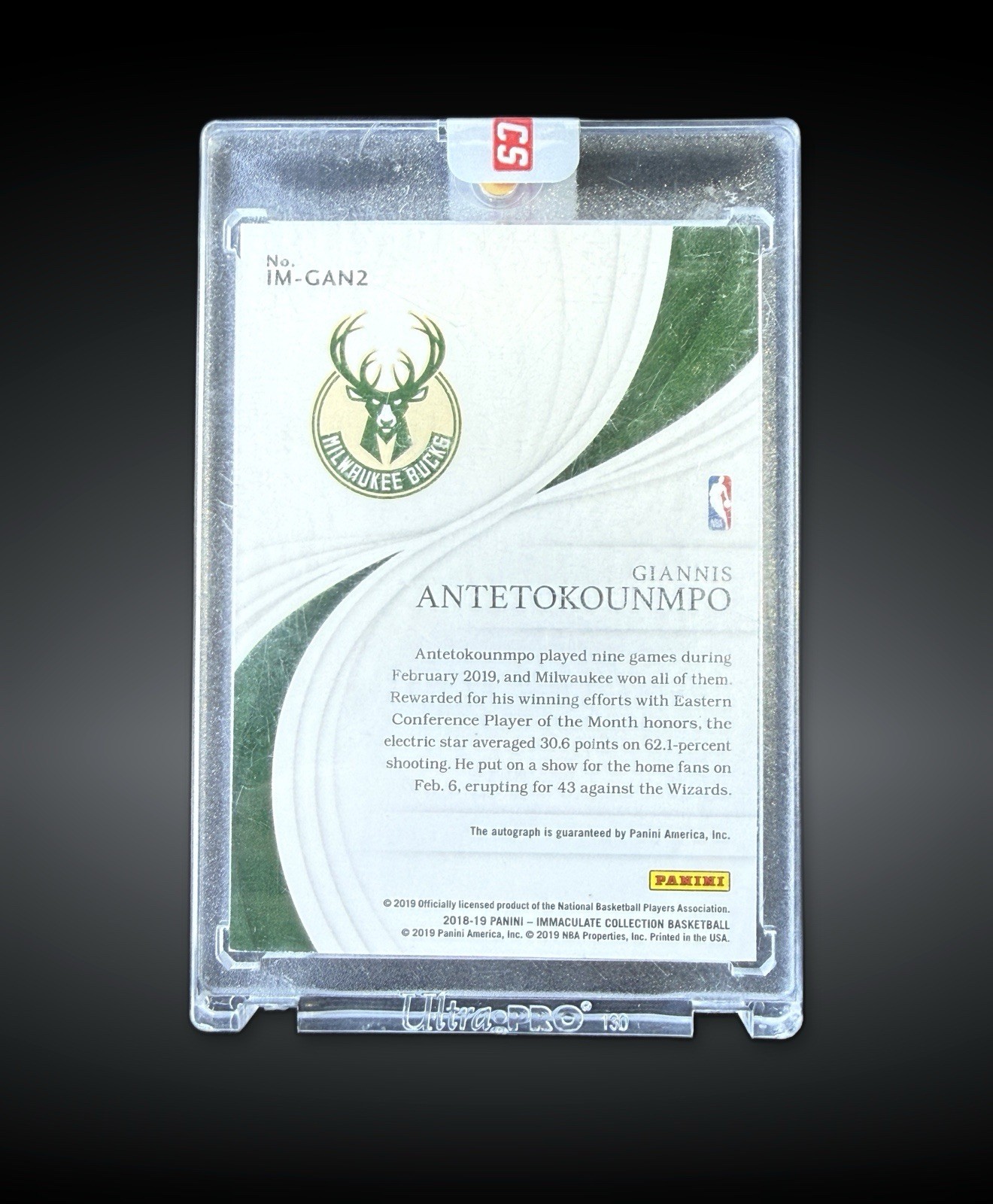 2018 Immaculate Collection Giannis Antetokounmpo Moments Auto /49 Panini Sealed view 2