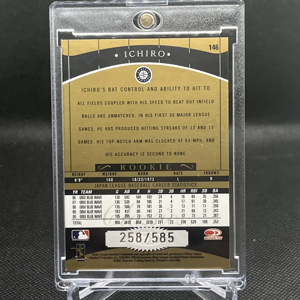 Donruss Classics 2001 - novato Ichiro Suzuki #146/585 (RC) Foto 2 de 2