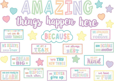 Pastel Pop Amazing Things Happen Here Bulletin Board (TCR8413)