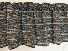 Handmade Kitchen Sketch window Valance Curtain Pots Pans RV Camper Curtains