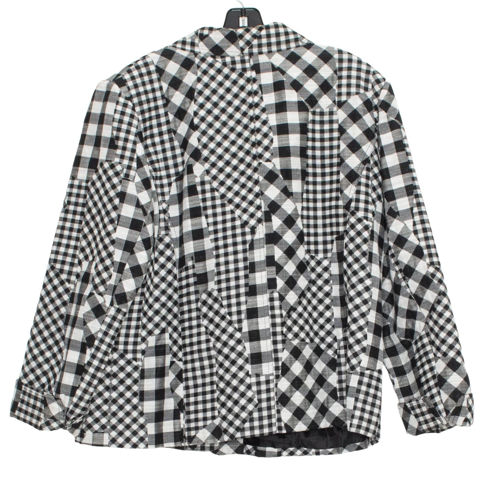 Blazer Orvis Patchwork Cottage Gingham Dark Academia Preppy Años 90 Negro Blanco 16 Foto 3 de 4
