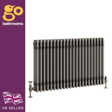 Traditional 3 Column Radiator Raw Metal Central Horizontal Radiator 600 x 1010mm